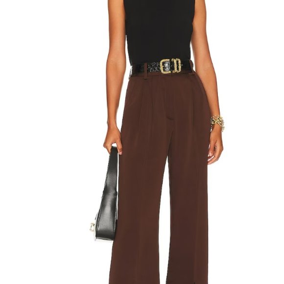 Chocolate Satin Pants with Slits - Picture 2 of 3